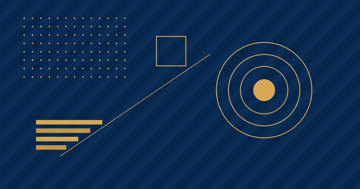 Navy and gold geometric shapes with concentric gold rings, no people or text