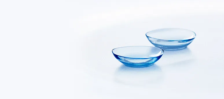 Contact lenses on a white surface
